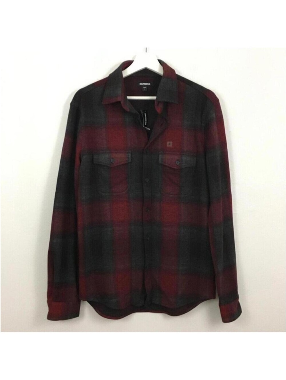 New Express Men’s Plaid Long Sleeve Shirt Size S